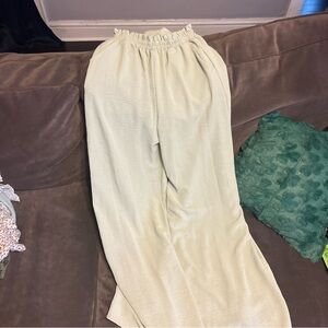 Light Green Wide-Leg Pants